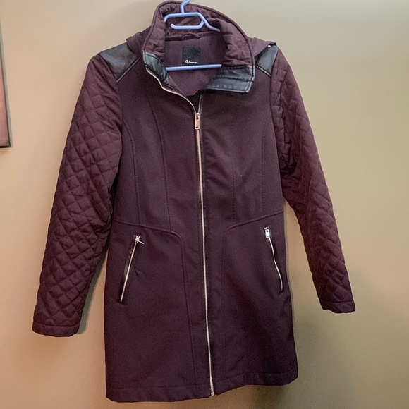 Reitmans Jackets & Blazers - Reitmans purple hooded jacket with pockets and quilted sleeves.